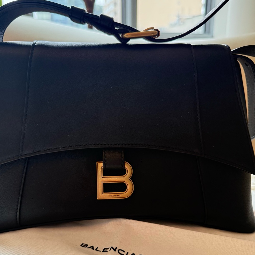 Balenciaga Black Shoulder Bag with Gold Hardware